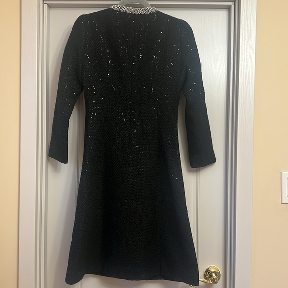 Women’s Black Elegant Sequins Tweed Dress - Picture 2 of 5